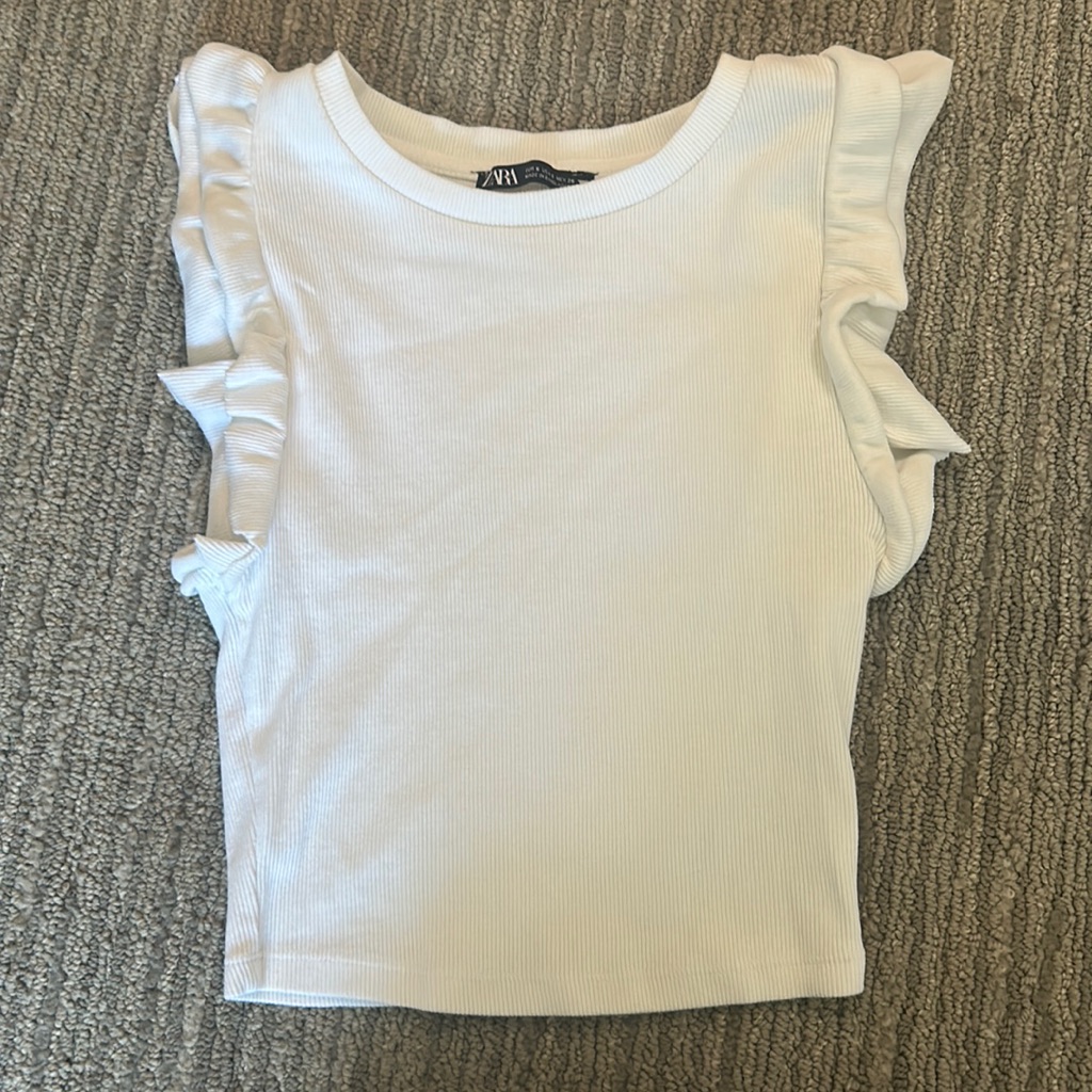 Zara White Sleeveless Top